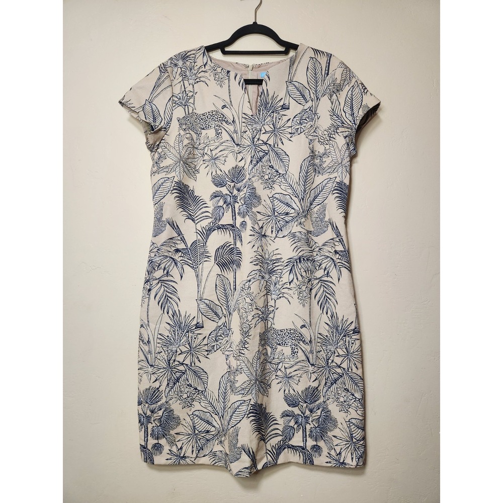 J. Mclaughlin Shift Cap Sleeve Dress Jungle Pattern Size 14